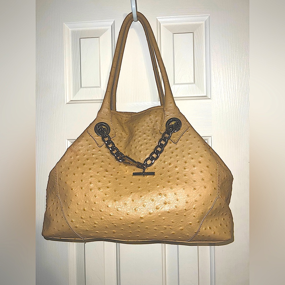 STEFANO BRAVO Ostrich Leather shoulder tote Bag Made in Italy! New!